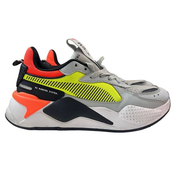 PUMA RS-X Reinvention Gray Neon Yellow Red Sneakers Size 6.5C (370644-01) - Picture 3 of 9